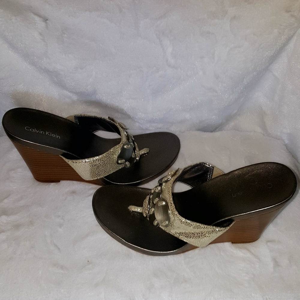 Calvin Klein silver wedges sandals